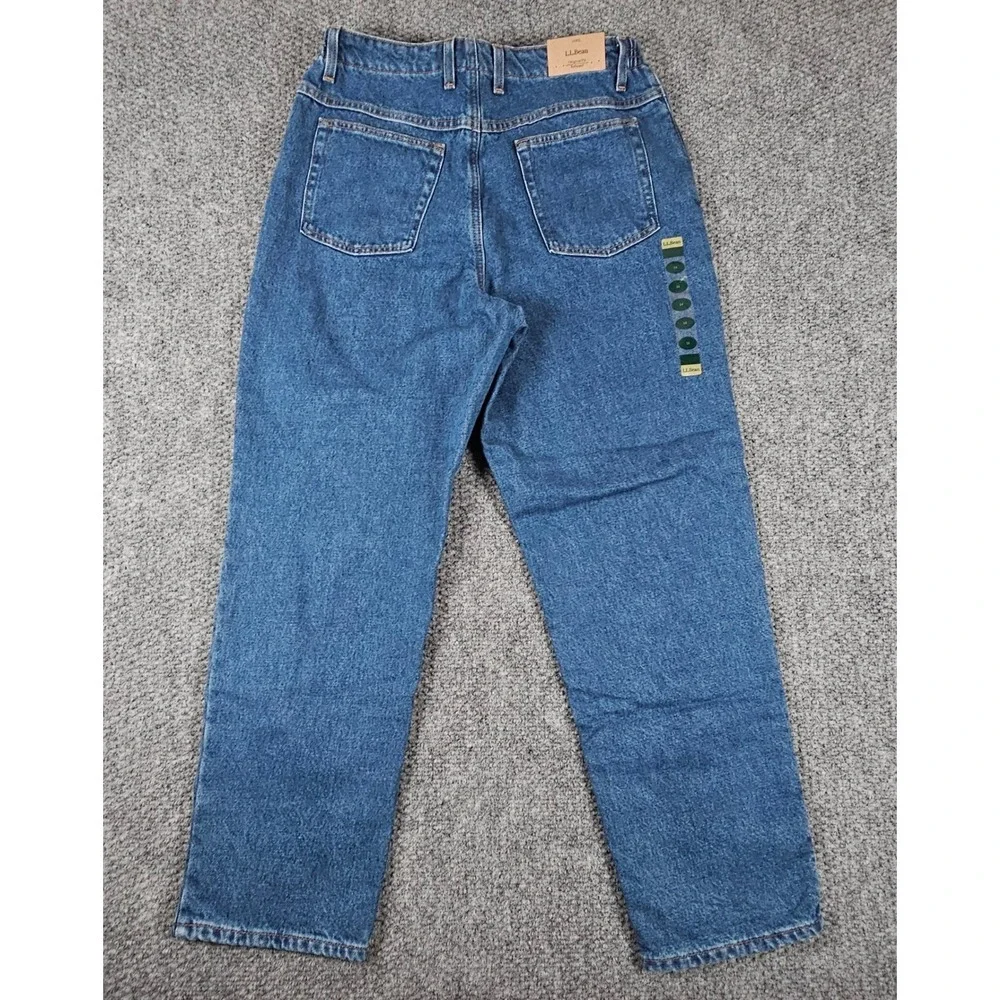 LL Bean Flannel Lined Jeans‎ Womens 14 Regular Original Relaxed Fit Blue Plaid